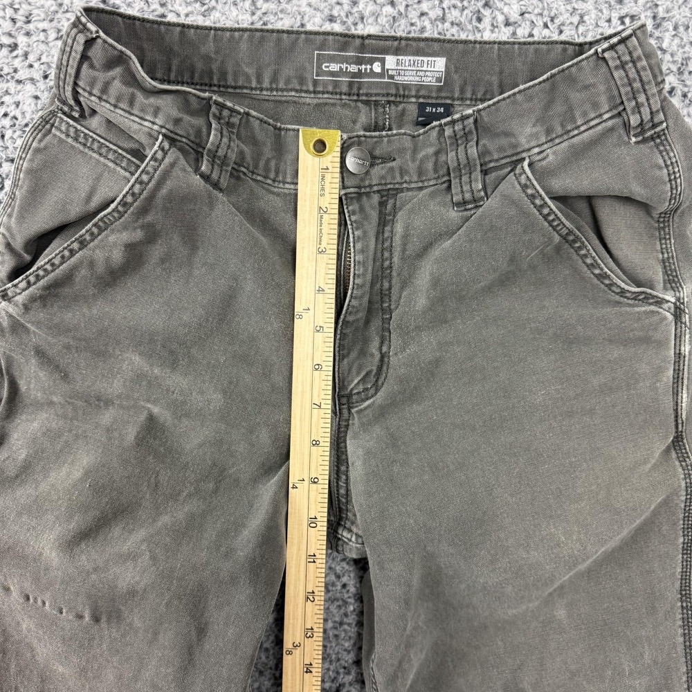 Carhartt Pants Mens 31x34 Gray Relaxed Fit Rugged Flex Canvas Carpenter Workwear - Picture 14 of 16